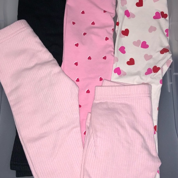 Carter's Kids Leggings Set - Black, Pink, White with Hearts - Picture 1 of 1